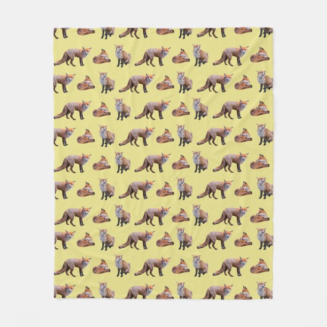 Velo Cobertor de Fleece Red Fox Frenzy (Amarelo) (Frente)
