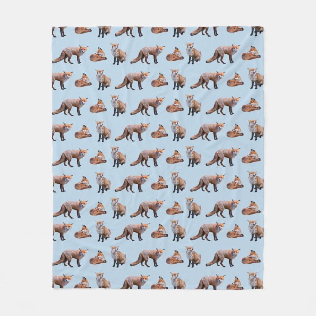 Velo Cobertor de Fleece Red Fox Frenzy (Azul Claro) (Frente)