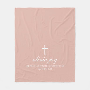 Velo Cobertor de Fleece Rosa Bege Personalizado com Cru