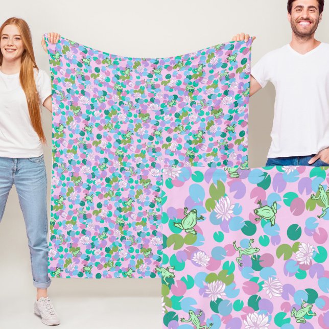 Velo Cobertor de Fleece Rosa com Sapos Verdes Caprichos (Criador carregado)