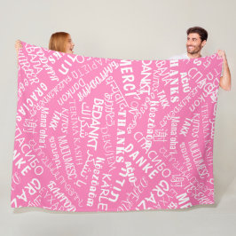 Velo Cobertor de Fleece Rosa com Texto de Agradecimento
