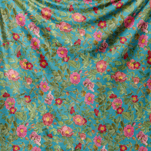 Velo Cobertor de Fleece Rosa Selvagem Vintage em Azul T