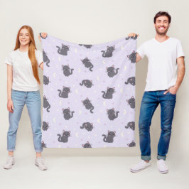 Velo Cobertor de Fleece Roxo com Gato Cinza Fofo