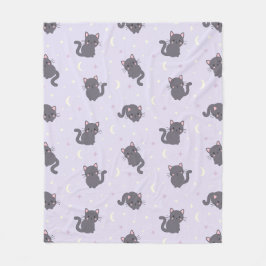 Velo Cobertor de Fleece Roxo com Gato Cinza Fofo