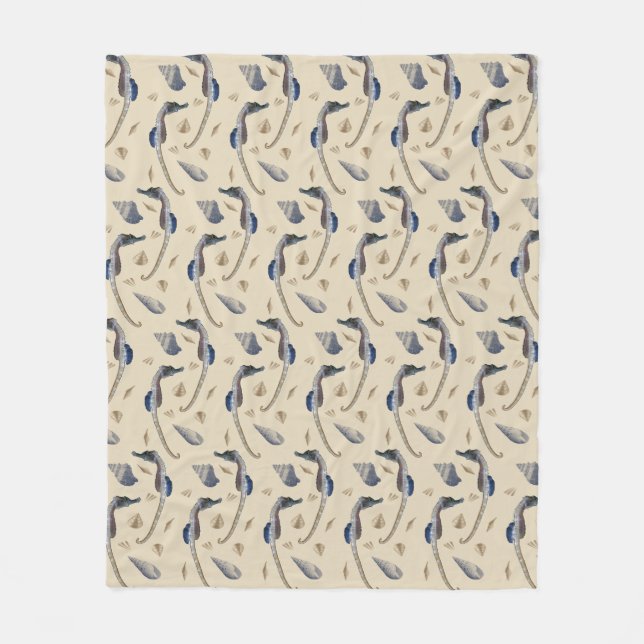 Velo Cobertor de Fleece Seahorse Frenzy (Creme) (Frente)