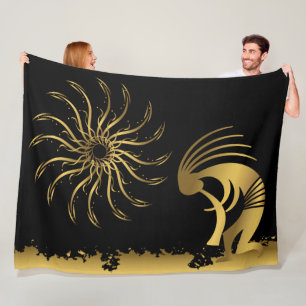 Velo Cobertor de Fleece Silhueta Dourada do Kokopelli