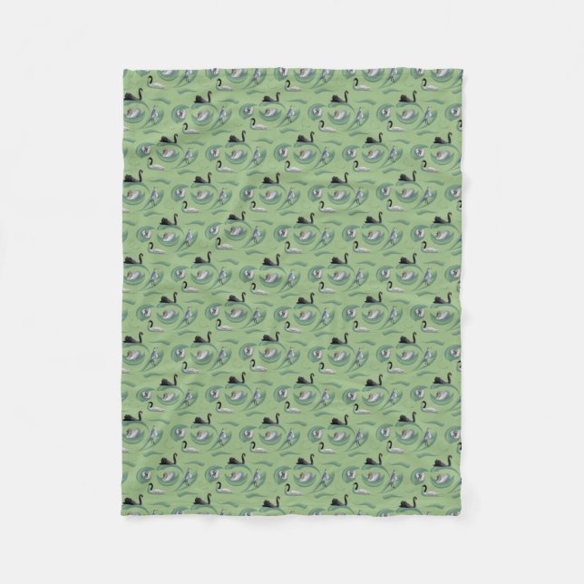 Velo Cobertor de Fleece Swan Frenzy (Verde Pálido) (Frente)