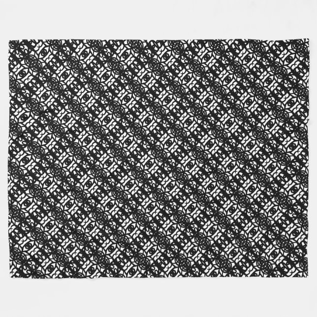 Velo Cobertor de Fleece Tao moderno preto e branco eleg (Frente (Horizontal))