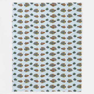 Velo Cobertor de Fleece Tropical Fish Frenzy (Azul Clar