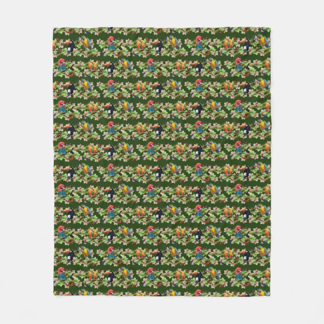 Velo Cobertor de Fleece Tropical (Verde Escuro) (Frente)
