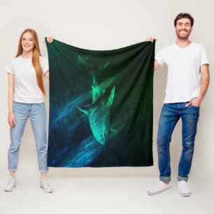 Velo Cobertor de Fleece Tubarão Azul-Verde 50 x 60