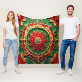 Velo Cobertor de Fleece Verde Vermelho Decorativo