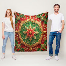 Cobertor de Fleece Verde Vermelho Decorativo