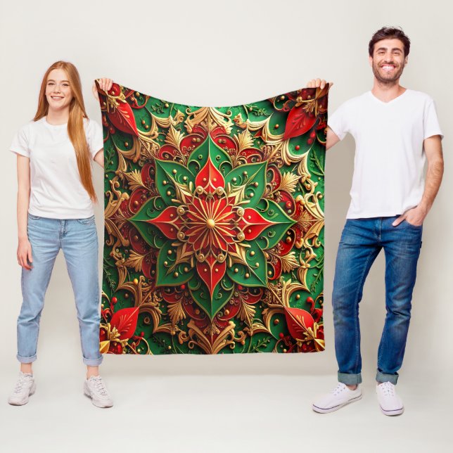 Velo Cobertor de Fleece Vermelho Verde Decorativo (In Situ)