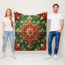 Cobertor de Fleece Vermelho Verde Decorativo