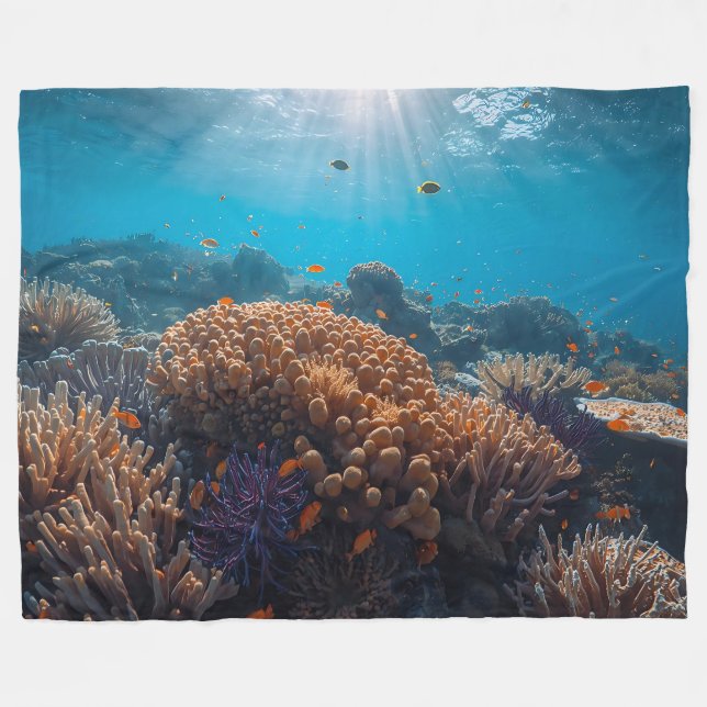Velo Cobertor de Fleece Vibrante Recife de Coral  (Frente (Horizontal))