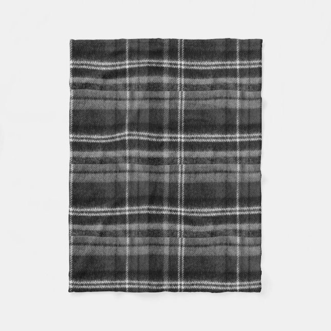 Velo Cobertor de Fleece Xadrez Preto Aconchegante (Frente)