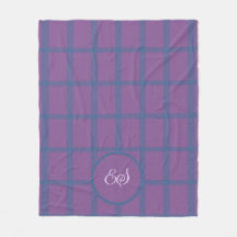 Cobertor de Fleece Xadrez Roxo e Azul