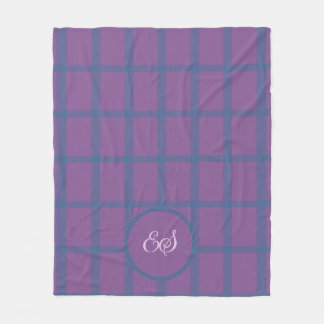 Velo Cobertor de Fleece Xadrez Roxo e Azul
