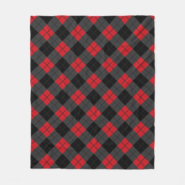 Velo Cobertor de Fleece Xadrez Vermelho (Frente)