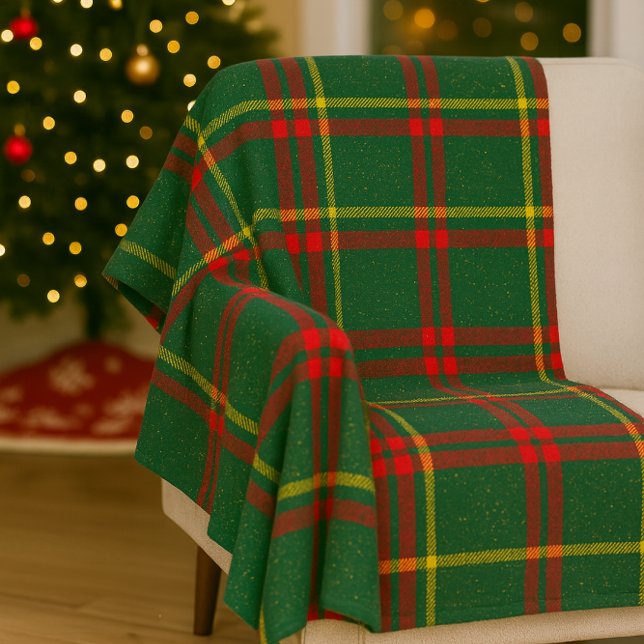 Velo Cobertor de Fleece Xadrez Vermelho e Verde Clássic (Classic Christmas red and green tartan fleece blanket )