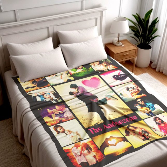 Velo Cobertor de fotos de memória familiar personalizad (Personalized photo collage blanket with custom text)