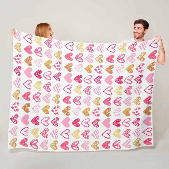 Velo Cobertor de Fraldas - Corações Rosa e Dourado (In Situ)