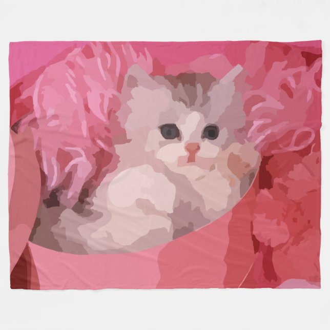 Velo cobertor de gatinhos fofinhos rosa (Frente (Horizontal))