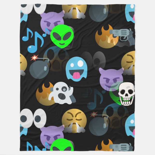 Velo cobertor de halloween emojis (Frente)