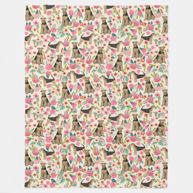 Velo Cobertor de impressão Floral Airedale Terrier (Frente)