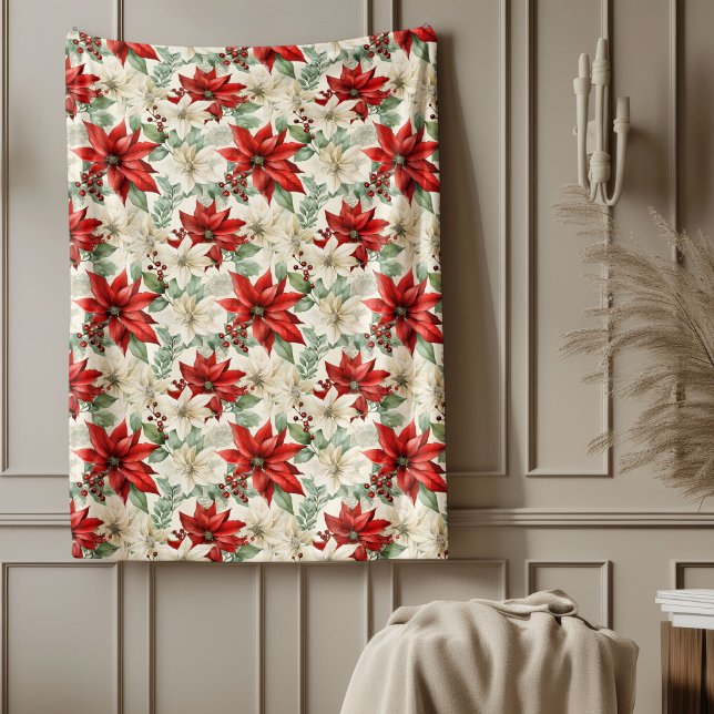 Velo Cobertor de Lançamento Poinsettia Presente de Féri (Poinsettia Throw Blanket Traditional Holiday Gift)