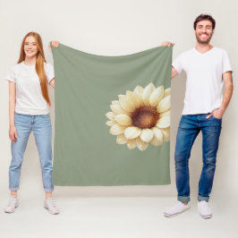 Velo Cobertor de Lançar de Girassol Verde Salvia Floral