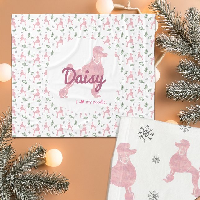 Velo Cobertor de Natal de Poodle Rosa Pastel Personaliz (Criador carregado)