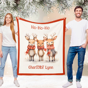 Velo Cobertor de Natal de Rena Fofa para Crianças Com N
