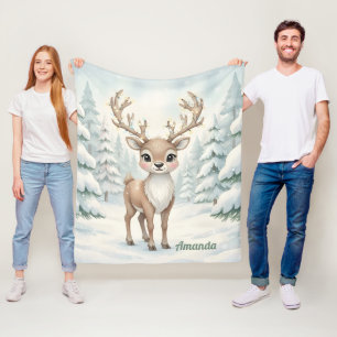 Velo Cobertor de Natal de Renas Caprichosas Personaliza