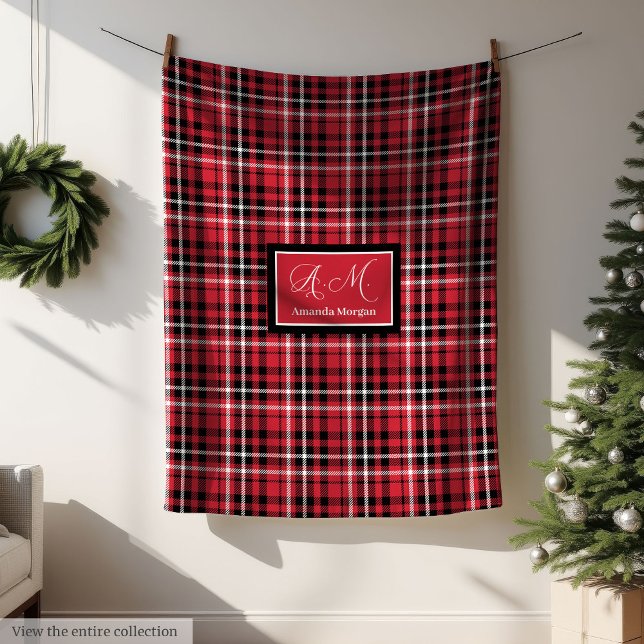 Velo Cobertor de Natal Xadrez Vermelho Preto (Christmas Throw Blanket Red Black Tartan Style)