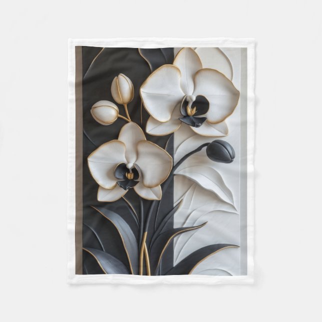 Velo Cobertor de Orquídeas Preto e Branco (Frente)