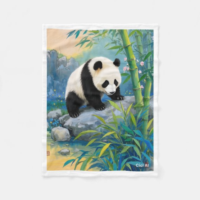 Velo Cobertor de Panda na Floresta de Bambu (Frente)
