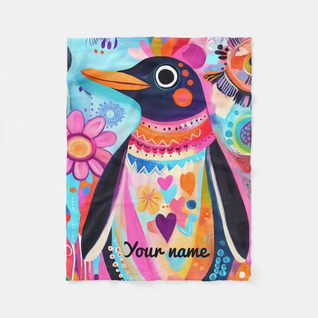 Velo Cobertor de Pinguim Personalizado: Colorido Ártico (Frente)