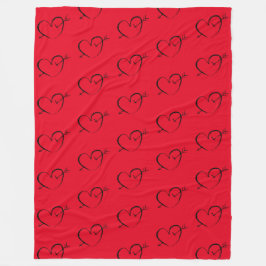 Velo cobertor de sherpa grande vermelho-coração