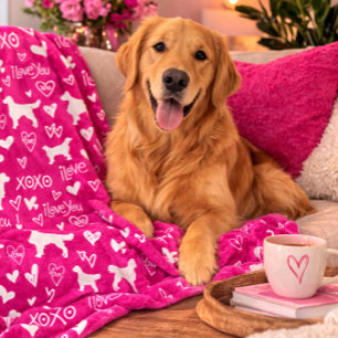 Velo Cobertor do Golden Retriever com Doodles de Coraçã
