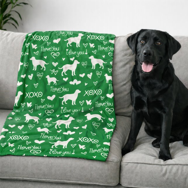 Velo Cobertor do Labrador Retriever com Doodles de Cora (Green blanket - Lab Retriever )