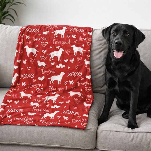 Velo Cobertor do Labrador Retriever com Doodles de Cora (Black lab dog blanket -red, blue, orange or other colors)