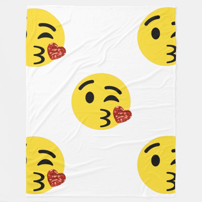 Velo cobertor emoji de beijo brilhante (Frente)