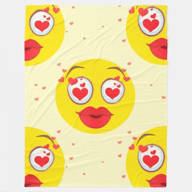 Velo cobertor Emoji de beijo de namorados (Frente)