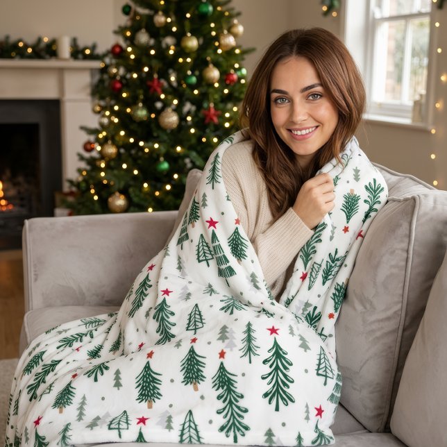 Velo Cobertor Fleece de Natal com Padrão de Floresta de (Criador carregado)