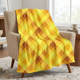 Velo Cobertor Fleece Médio Xadrez Amarelo Gema de Ovo F