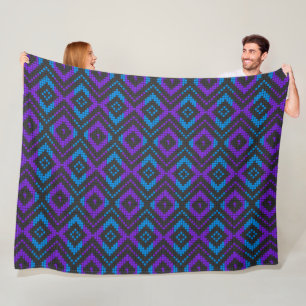 Velo Cobertor Geométrico de Pixel Rosa Roxo e Azul