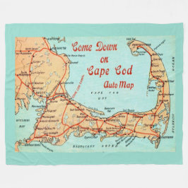 Velo Cobertor Grande de Mapa Antigo do Cape Cod em Cart