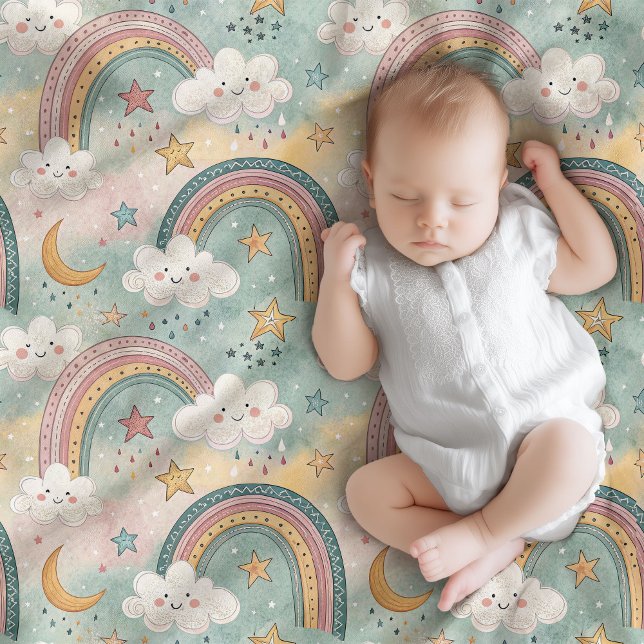 Velo Cobertor Macio de Arco-íris Pastel Presente de Che (Pastel Rainbow Blanket Soft Gift for Baby’s Arrival)